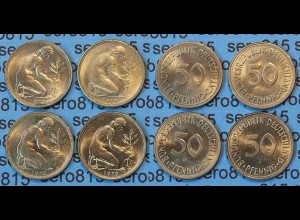 50 Pfennig complete set year 1970 all Mintmarks (D,F,G,J) Jäger Nr. 424 (416