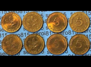 5 Pfennig complete set year 1969 all Mintmarks (D,F,G,J) Jäger 382 (465