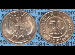 Indonesien - Indonesia 50 Sen Münze 1961 bankfrisch (490