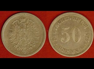 Deutsches Reich 50 Pfennig Kaiserreich EMPIRE Silber 1875 A - Jäger 7 (523
