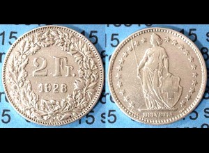Schweiz - Switzerland - 2 Franken Silber-Münze 1928 (597