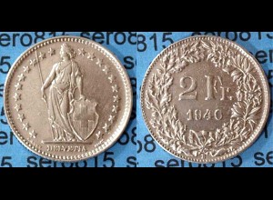 Schweiz - Switzerland - 2 Franken Silber-Münze 1940 (602