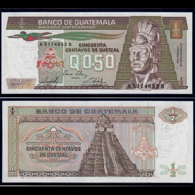 GUATEMALA 0,50 Quetzal Banknote 1985 Pick 65 Sign. 29 UNC (1) (d131