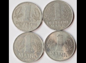 DDR 4 Stück 1 Mark Kursmünzen 1956, 1962, 1977, 1982 Jäger 1513/1514 (r475a