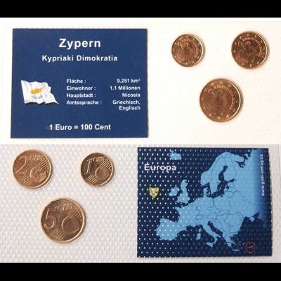 Zypern - Cyprus 2008 Euro Cent 1, 2, 5 in stgl. original verschweißt (n042