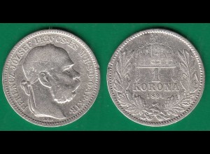 Österreich - Austria 1 Korona Silber Münze 1894 Kaiser Franz Joseph I. (32539