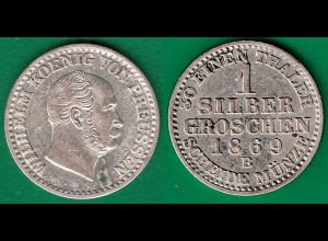 Brandenburg-Preussen 1 Silbergroschen 1869 B Wilhelm I. 1861-1888 (32528