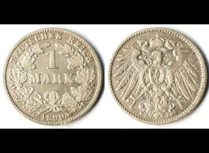 1 Mark Jäger 17 Silber Münze großer Adler 1899 J (r1298