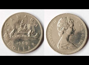 Kanada - Canada 1 Dollar Kanu Münze 1969 (r842