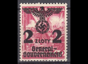 Generalgouvernement 1940 Mi.28 * ungebraucht MH Überdruck 2 Zl. auf 2 Zl. (70575