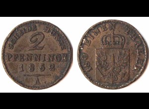Brandenburg-Preussen 2 Pfennig 1852 A Friedrich Wilhelm IV. 1840-1861 (p144