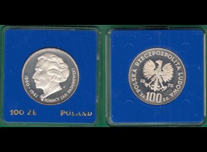 Polen - Poland 100 ZLOTYCH 1975 Ignacy Jan Paderewski PP SILBER (32611