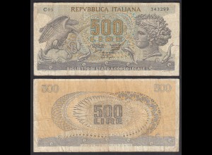 Italien - Italy 500 Lire Banknote 1966 Pick 93a F- (4-) (32640