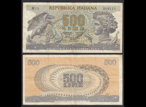 Italien - Italy 500 Lire Banknote 1966 Pick 93a fast VF (3-) (32642