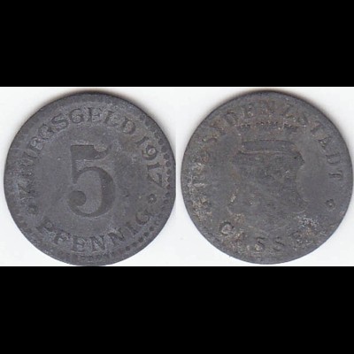 5 Pfennig Notgeld Münze Kriegsgeld Stadt Cassel 1917 (4148