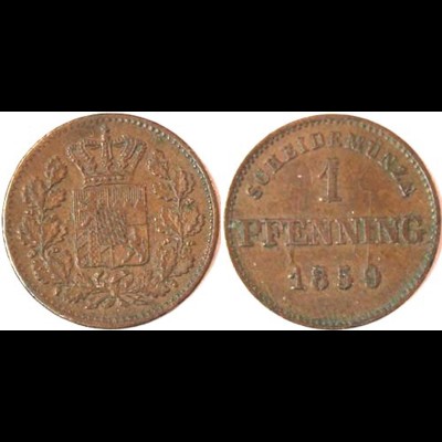1 Pfennig Bayern 1859 vz AKS Nr. 161 (5565