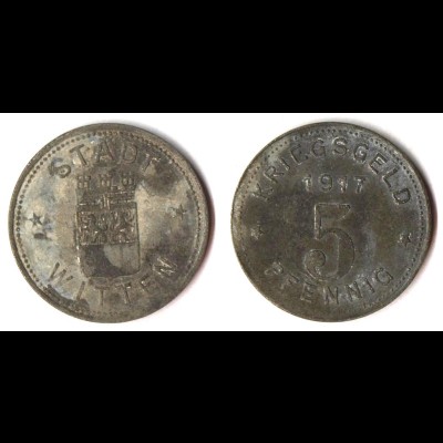5 Pfennig Notgeld Münze Witten Ruhr 1917 (5613