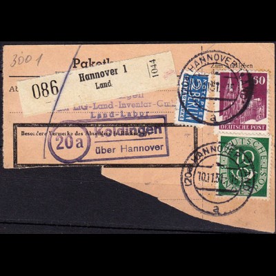Paket-Karte-Teil Posthilfstelle/Landpost Koldingen über Hannover (6054