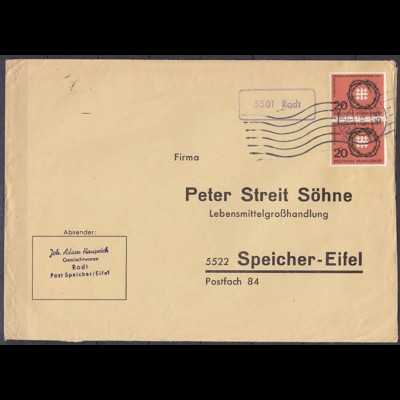 Brief Posthilfstelle/Landpost Rodt über Trier nach Speicher (6087