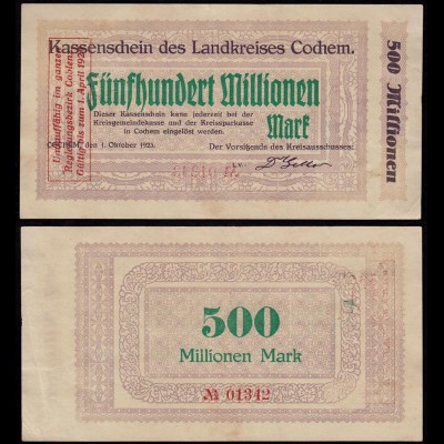 Rheinland - Cochem 500 Millionen Mark 1923 Notgeld VF (14689