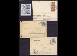 Bahnpost Stempel 4 Stück auf Karten/Briefstück (10813