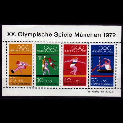 GERMANY S/SHEET 1972 SUMMER OLYMPICS Bl.8 ** MNH (6753