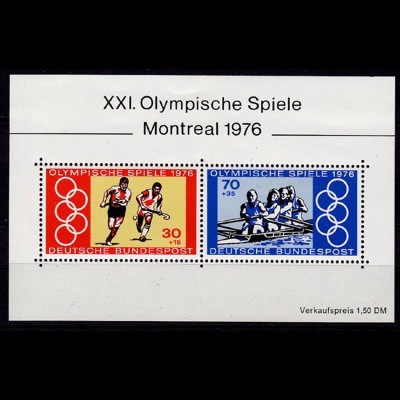 GERMANY S/SHEET OLYMPICS 1976 Block 12 ** MNH (6756