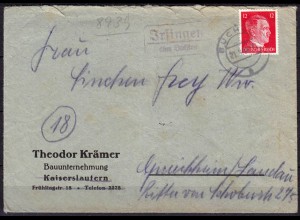 Brief Posthilfstelle/Landpost Irsingen über Buchloe 3.Reich WW2 (6014