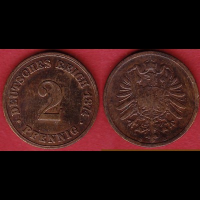 2 Pfennig Kaiserreich kleiner Adler 1874 B gebraucht Jäger 2 (3903