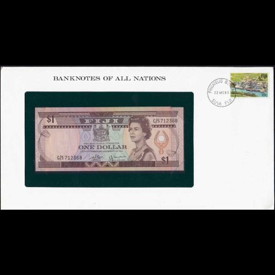 Banknotes of All Nations - Fiji Islands 1 $ (1980) Pick 76a UNC (15626
