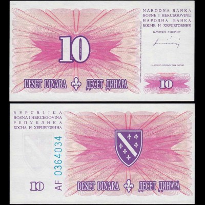 Bosnia & Herzegovina - 10 Dinara Banknote 1994 UNC Pick 41 (14417