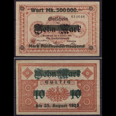 Niedersachsen - Osnabrück/Handelsk. 500.000 Überdr.1923 10 Mark 1918 1914