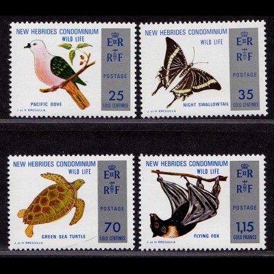 New Hebrides 1974 WILD LIFE - BIRD BAT BUTTERFLY TURTLE MNH (9001