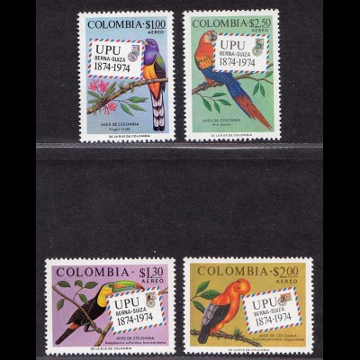 Kolumbien Colombia Vögel Birds Wildlife UPU Mi. 1275-78 1974 ** MNH (9014