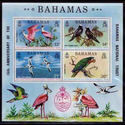 Bahamas Vögel Birds Animals Wildlife Block 1974 ** MNH (9019
