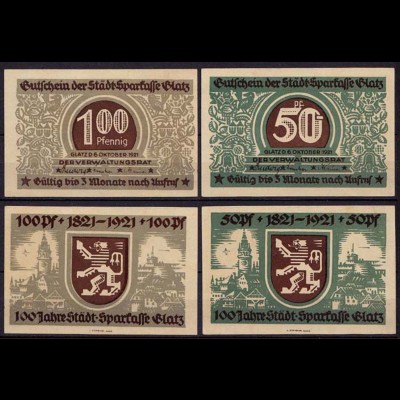 Schlesien - Glatz Kłodzko 50 + 100 Pfennig Notgeld Polen (cb057