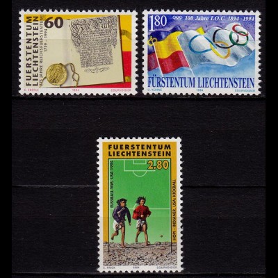 275 Jahre Liechtenstein 1994 Mi.1081-83 ** unter Postpreis (c066