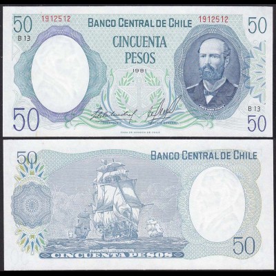 CHILE - 50 Pesos Banknote 1981 Pick 151b UNC (1) B14 (d156