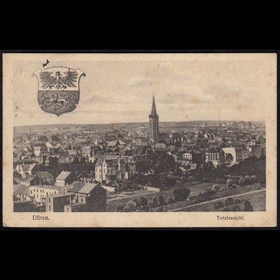 AK Düren 1914 Totalansicht Feldpost nach Münster (17075
