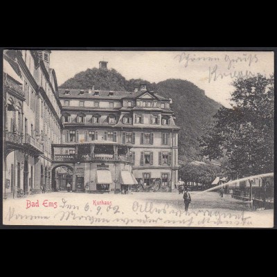 AK Bad Ems Kurhaus und Strassenansicht 1902 nach Münster (17141