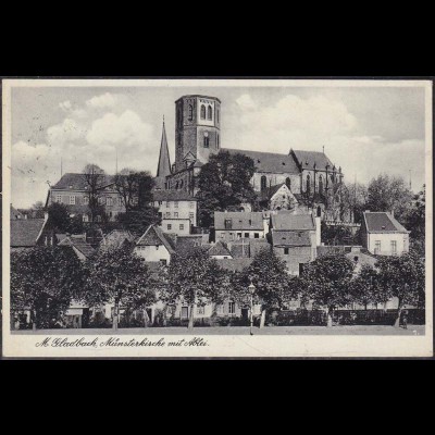 AK M-Gladbach Münsterkirche mit Abtei 1939 (12657