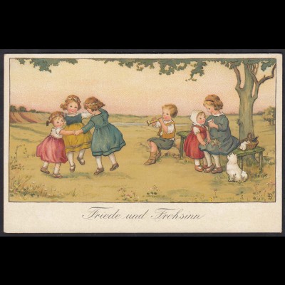 AK Kunst Postkarte Friede und Frohsinn Kinder (17493