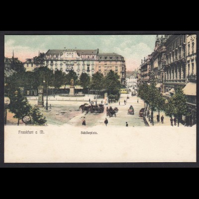 AK Frankfurt a. M. Schillerplatz Cafe Pferde Fuhrwerke (17431