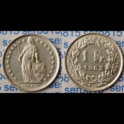 Schweiz - Switzerland 1 Franken Silber-Münze 1963 (m949