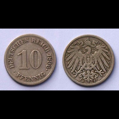 10 Pfennig 1896 E Deutsches Kaiserreich Empire Jäger Nr. 13 (17719