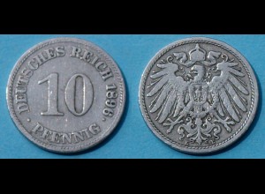 10 Pfennig 1896 E Deutsches Kaiserreich Empire Jäger Nr. 13 (17732