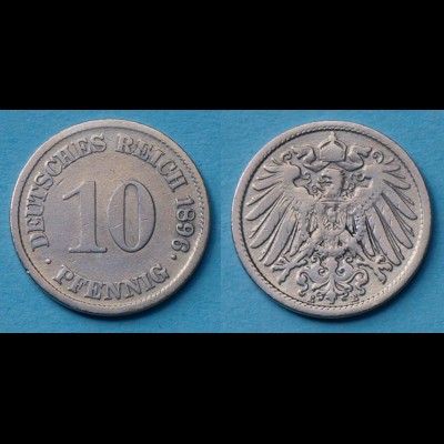 10 Pfennig 1896 E Deutsches Kaiserreich Empire Jäger Nr. 13 (17734