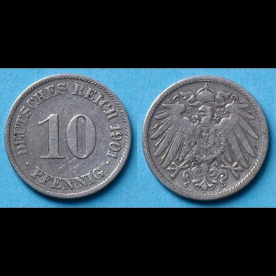 10 Pfennig 1901 J Deutsches Kaiserreich Empire Jäger Nr. 13 (17749