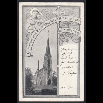 AK Erinnerung an Einweihung der St. Antonius Kirche in Frankfurt 1900 (17438