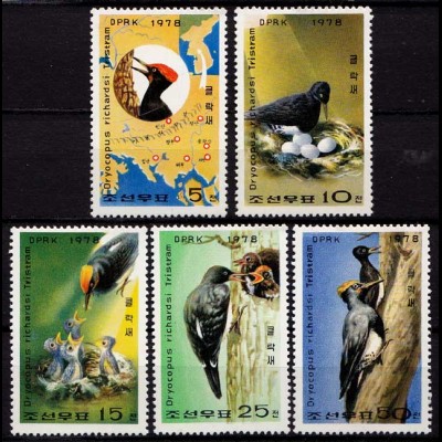 Korea Michel 1790-94 Vögel Birds Spechte 1978 ** (9757